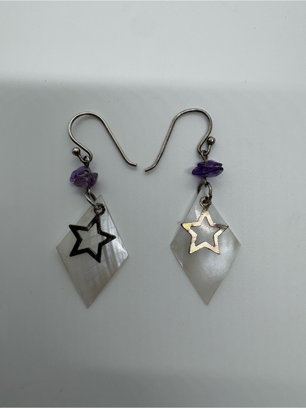 Sterling Silver abstract mother of pearl star earrings